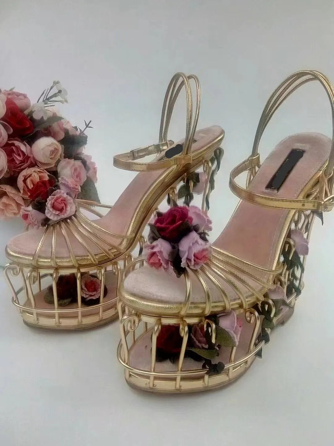 Gilded Birdcage Rose Heels Women Sandals