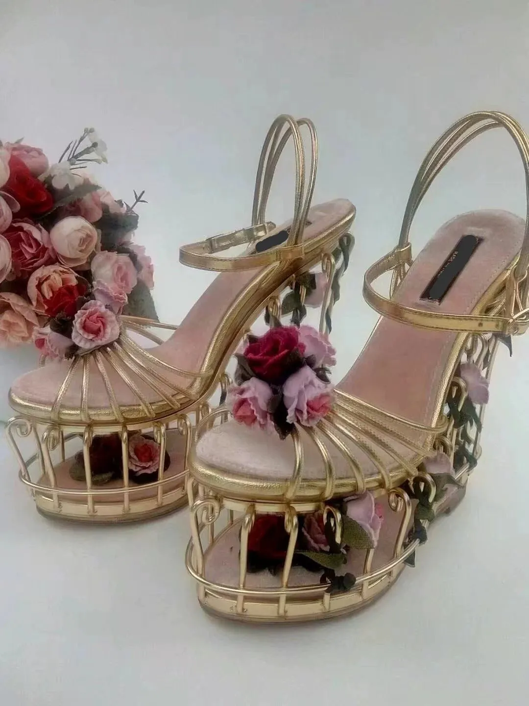 Gilded Birdcage Rose Heels Women Sandals
