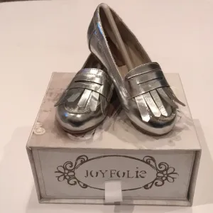 Girls silver loafers