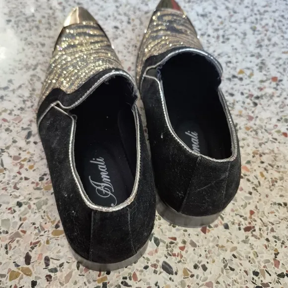 Gold and Black Velvet  Zebra Print Loafers Mens 9.5