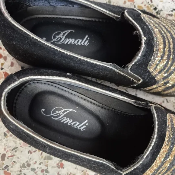 Gold and Black Velvet  Zebra Print Loafers Mens 9.5