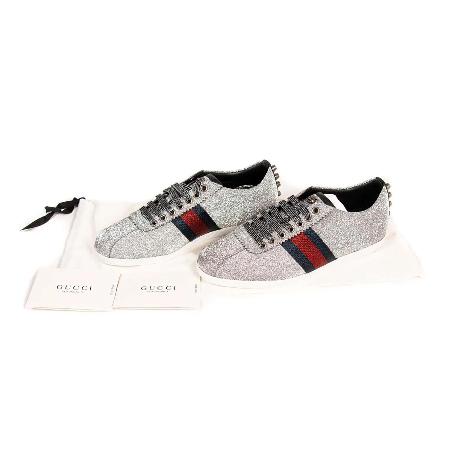 Gucci Glitter Web Sneaker With Studs