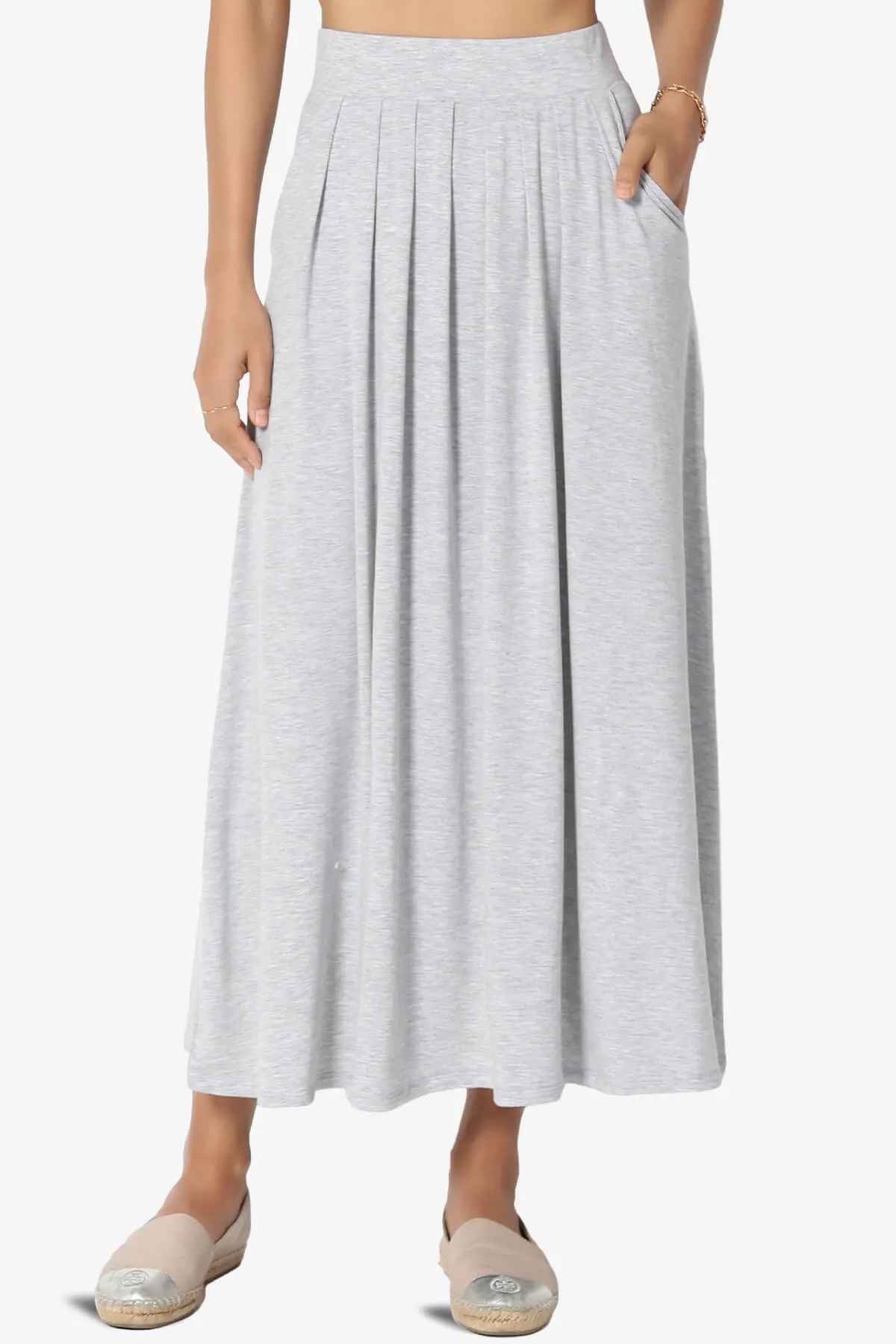 Gyrate Pleated Pocket Flared Midi Skirt