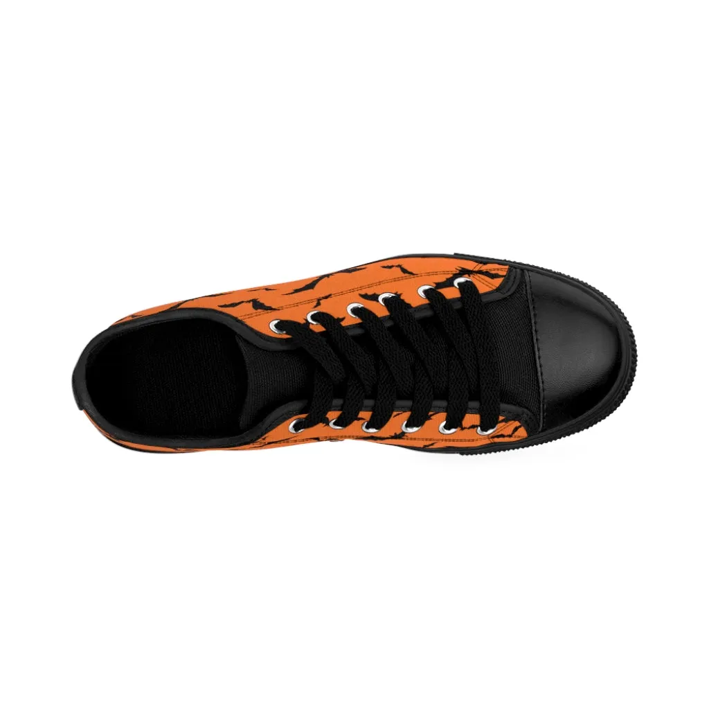 Halloween Orange Flying Bats Women's Sneakers