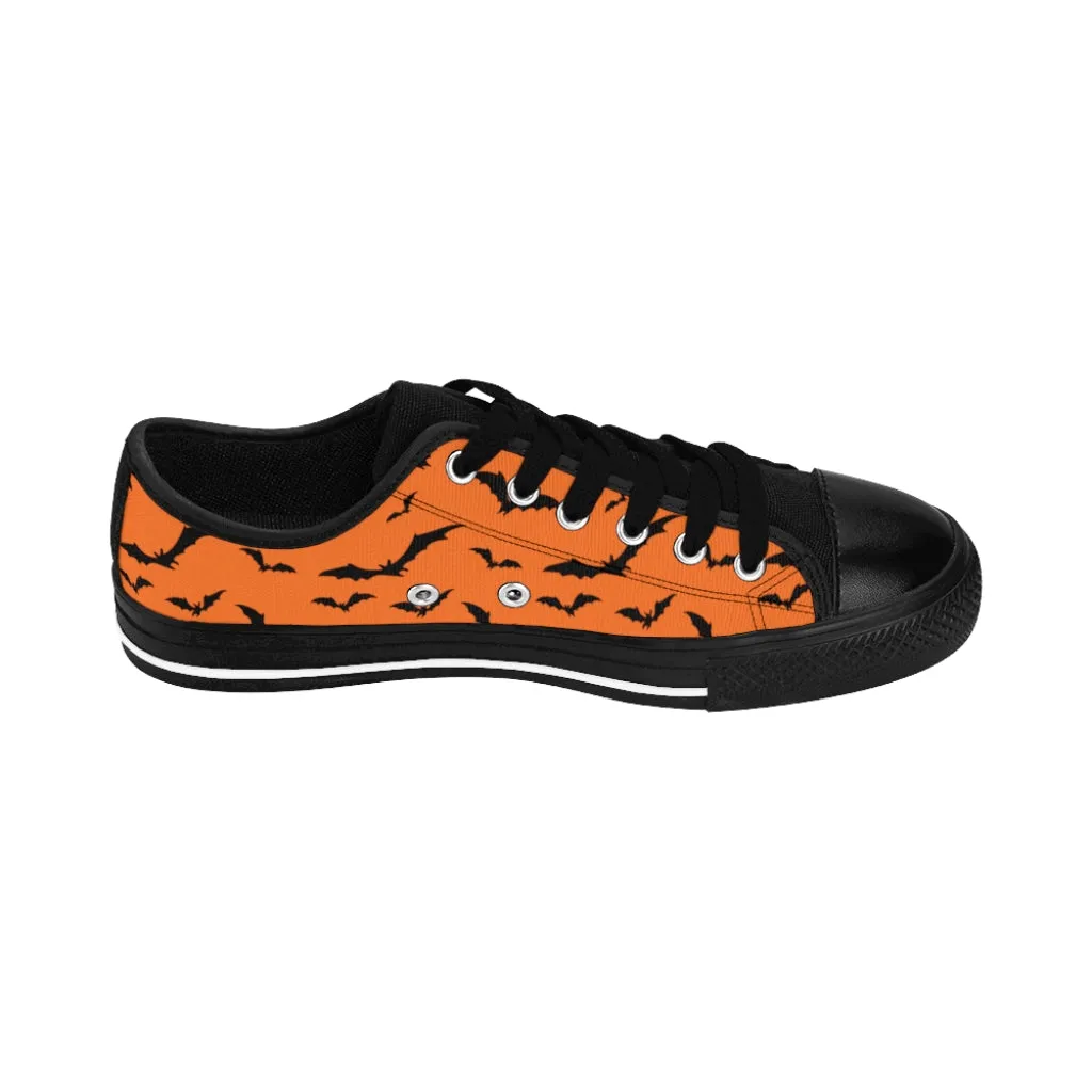 Halloween Orange Flying Bats Women's Sneakers