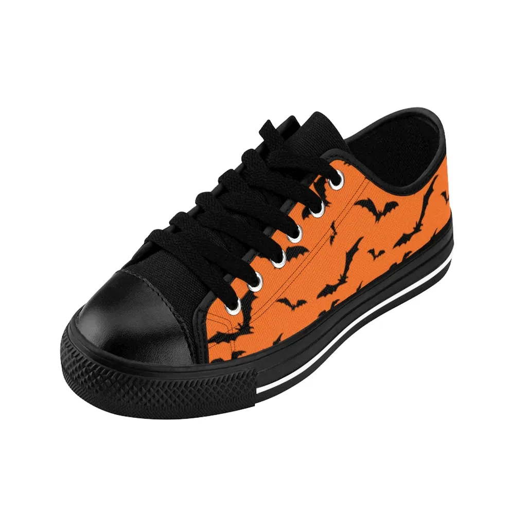 Halloween Orange Flying Bats Women's Sneakers