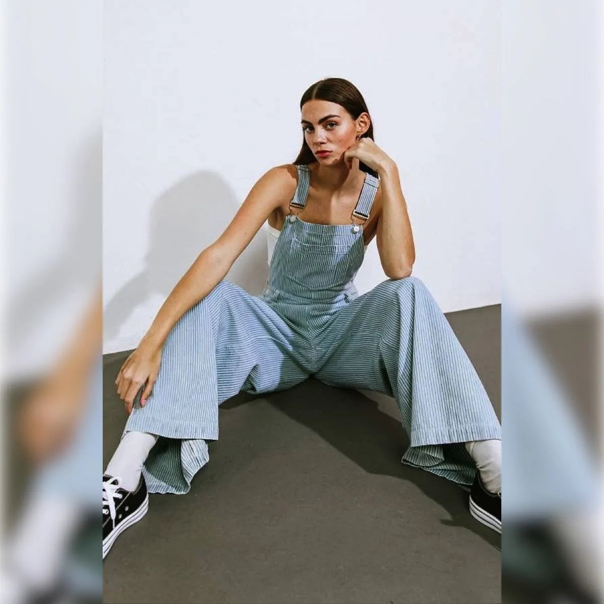 Indigo Striped Overalls