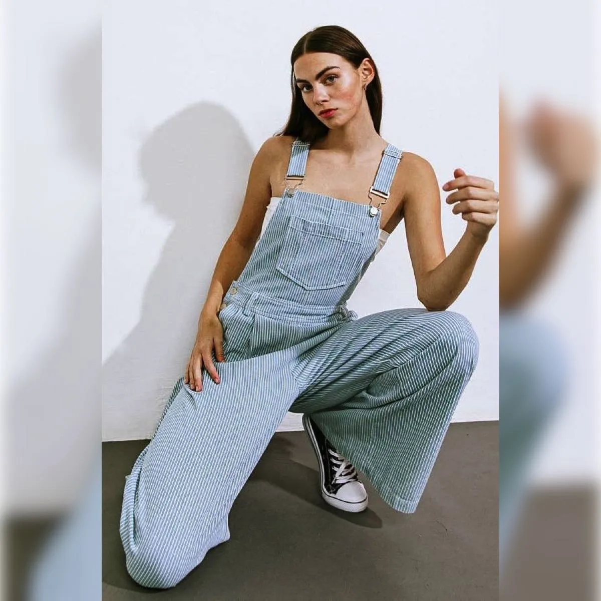 Indigo Striped Overalls