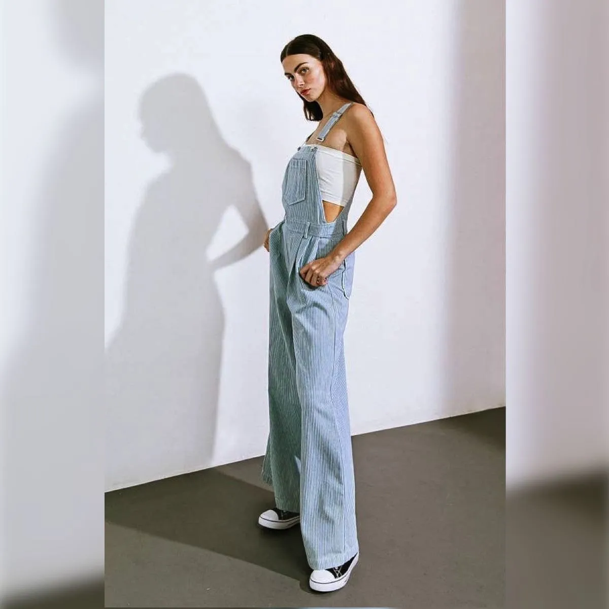 Indigo Striped Overalls