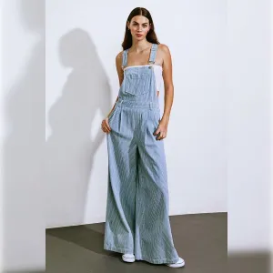 Indigo Striped Overalls