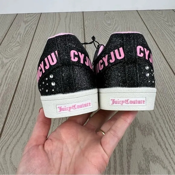 Juicy Couture Big Girls San Ramon Glitter Lace-Up Sneakers 5M Black $60