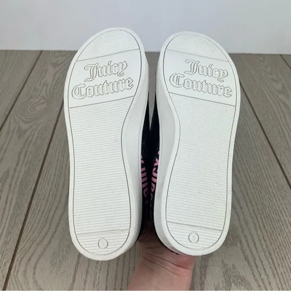 Juicy Couture Big Girls San Ramon Glitter Lace-Up Sneakers 5M Black $60