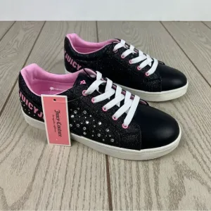 Juicy Couture Big Girls San Ramon Glitter Lace-Up Sneakers 5M Black $60