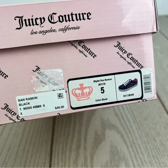 Juicy Couture Big Girls San Ramon Glitter Lace-Up Sneakers 5M Black $60