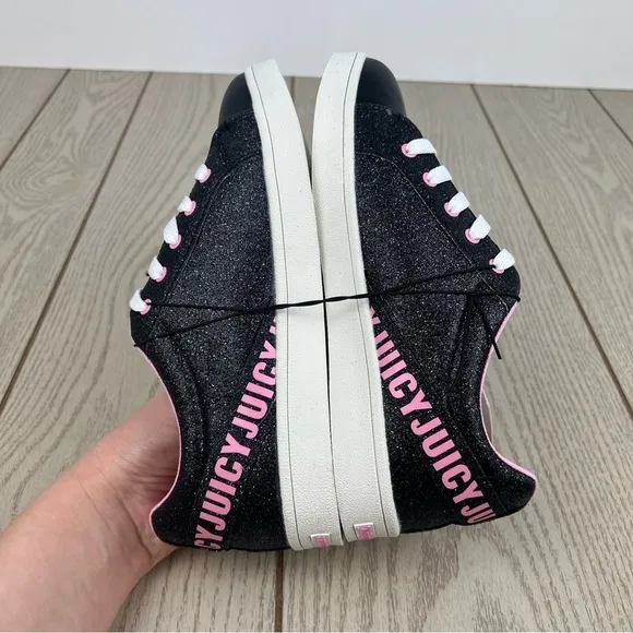 Juicy Couture Big Girls San Ramon Glitter Lace-Up Sneakers 5M Black $60