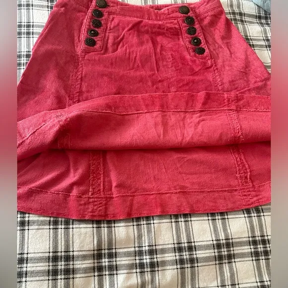 Just Cavalli Coral Corduroy Cotton Viscose Metal Button Detail Fit&amp;Flare Skirt 4