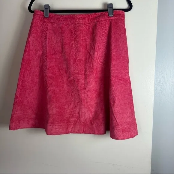 Just Cavalli Coral Corduroy Cotton Viscose Metal Button Detail Fit&amp;Flare Skirt 4