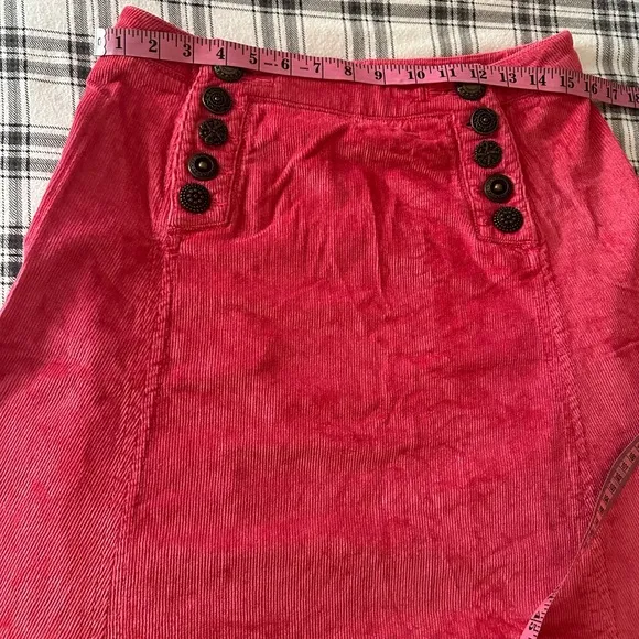 Just Cavalli Coral Corduroy Cotton Viscose Metal Button Detail Fit&amp;Flare Skirt 4