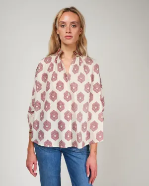 kiki red orchid shirt - ecru/white red orchid