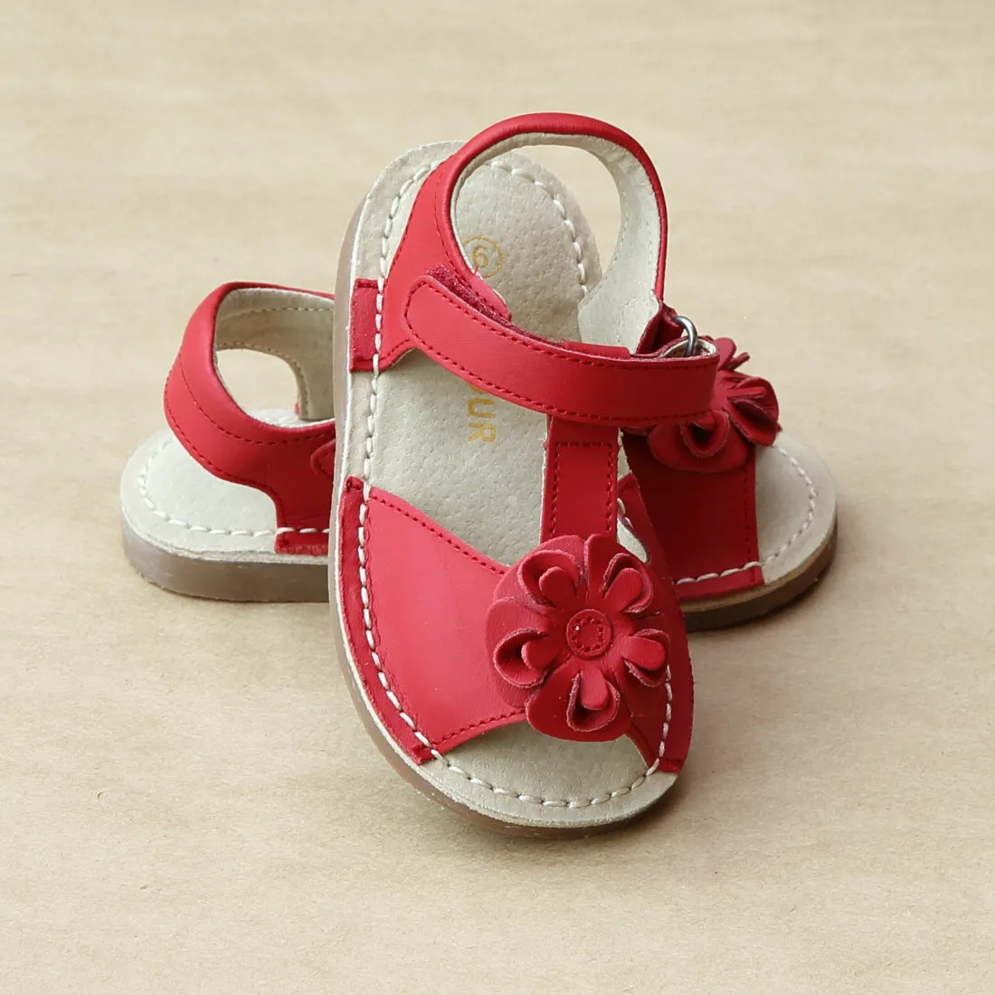 L'Amour Girls T-Strap Flower Open Toe Sandal