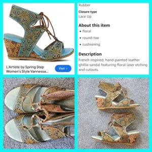 L'ARTISTE Vanessa wedge lace-up Sandal Size 38 or US 7 Color sky blue