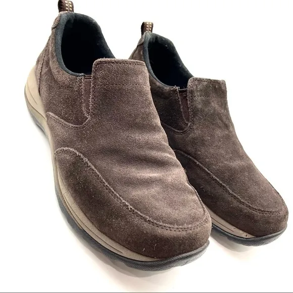 L.L. Bean Comfort Moc Suede Leather Slip On Shoes Brown Sz 9