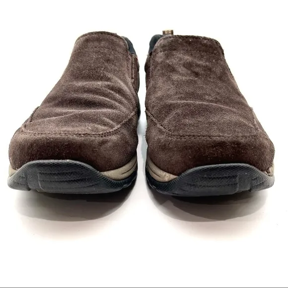 L.L. Bean Comfort Moc Suede Leather Slip On Shoes Brown Sz 9