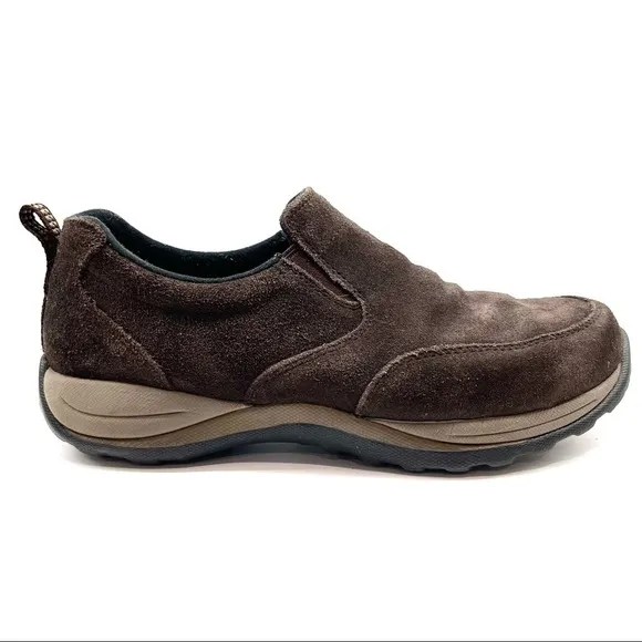 L.L. Bean Comfort Moc Suede Leather Slip On Shoes Brown Sz 9
