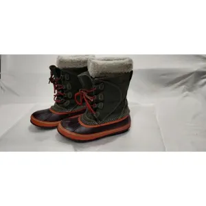 LL Bean Waterproof Winter Pac‎ Boots Rubber &amp; Suede 295601 Big Kids Size 4