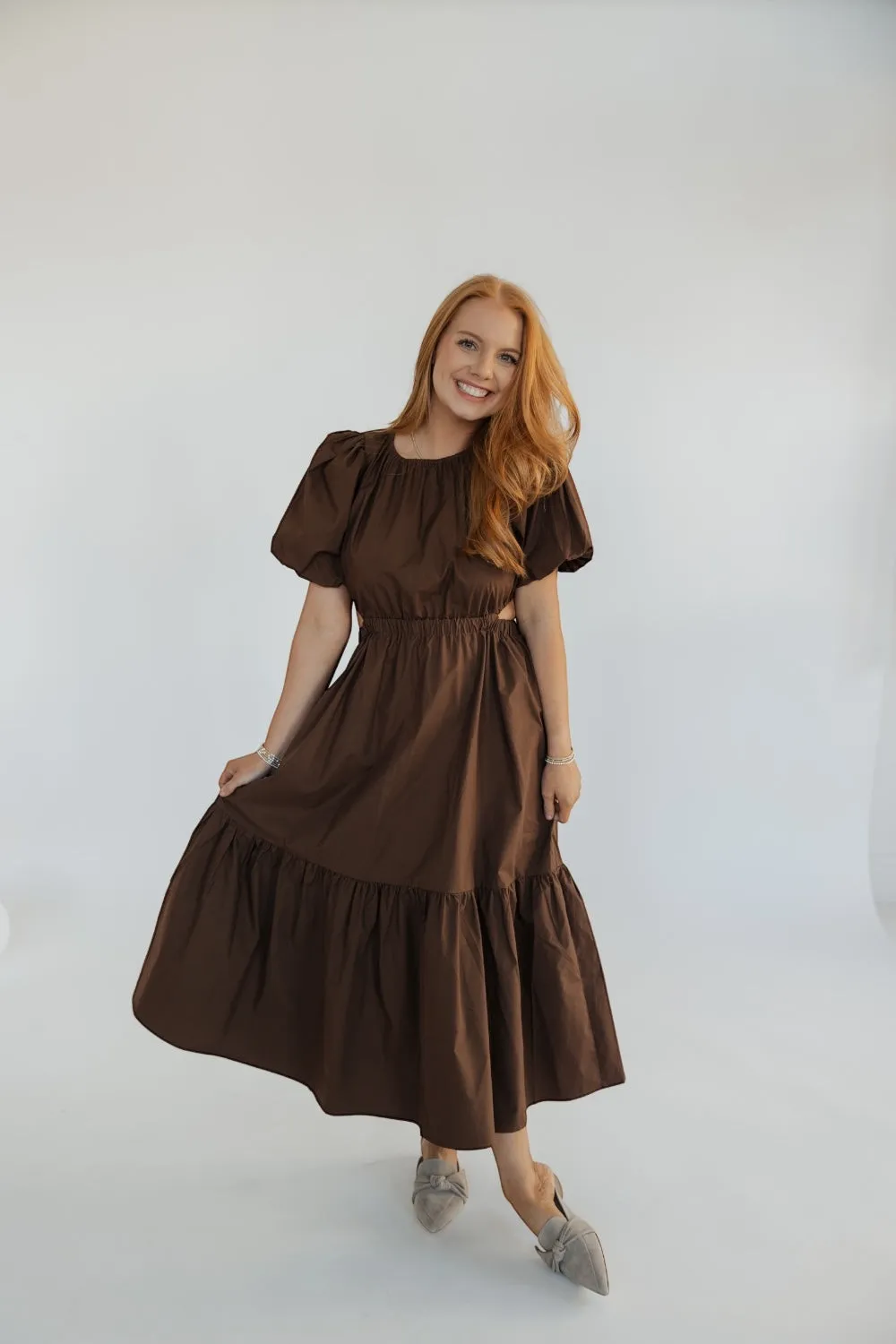 Maggie Brown Poplin Maxi Dress