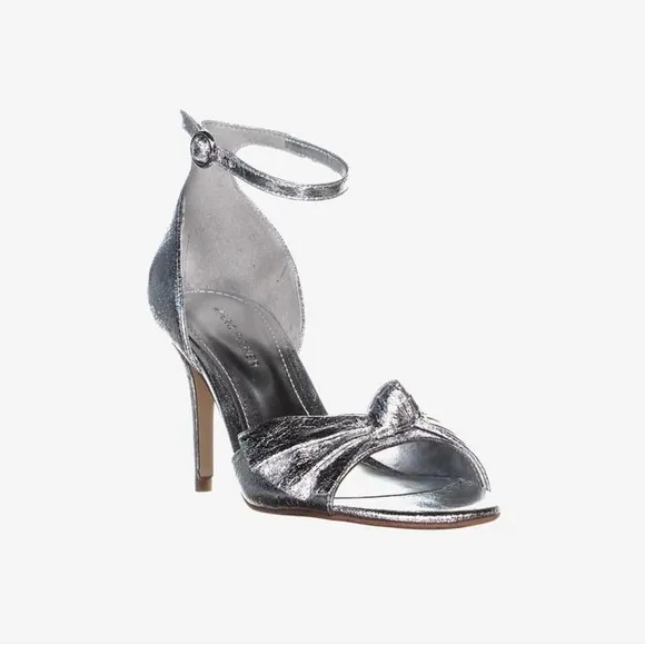 Marc Fisher - Women’s Brodie Buckle Knotted Heel Sandals - Size 8.5 - Silver