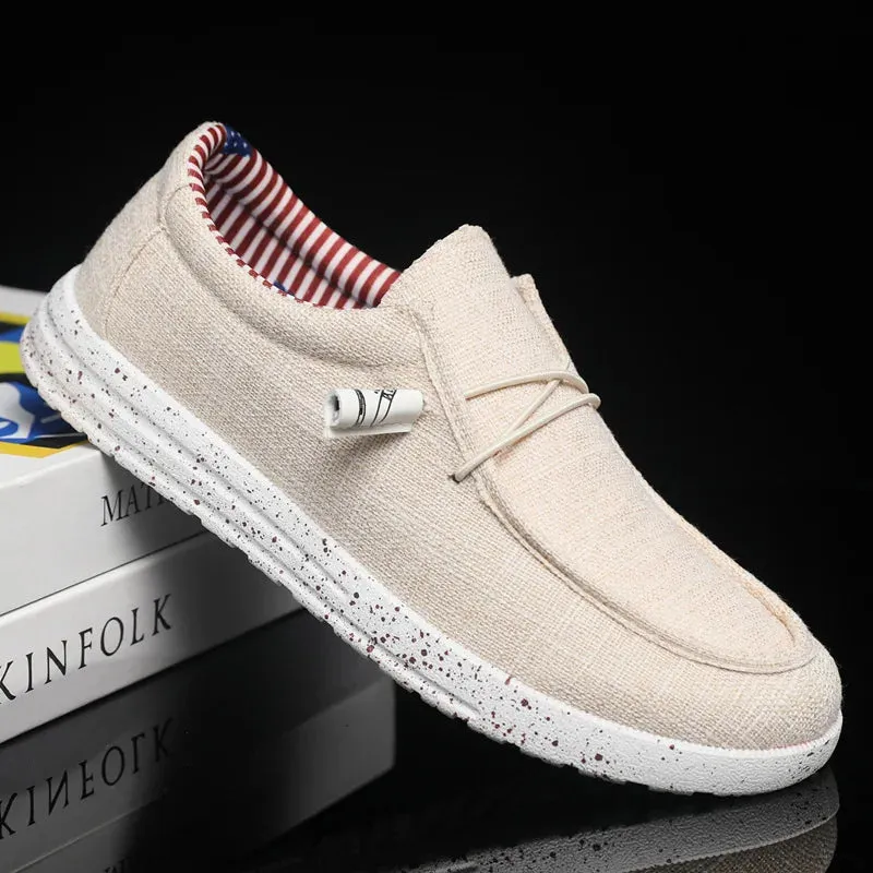 Men casual shoes slip on canvas loafers comfortable walking flats for man dude soft moccasins sneakers Summer