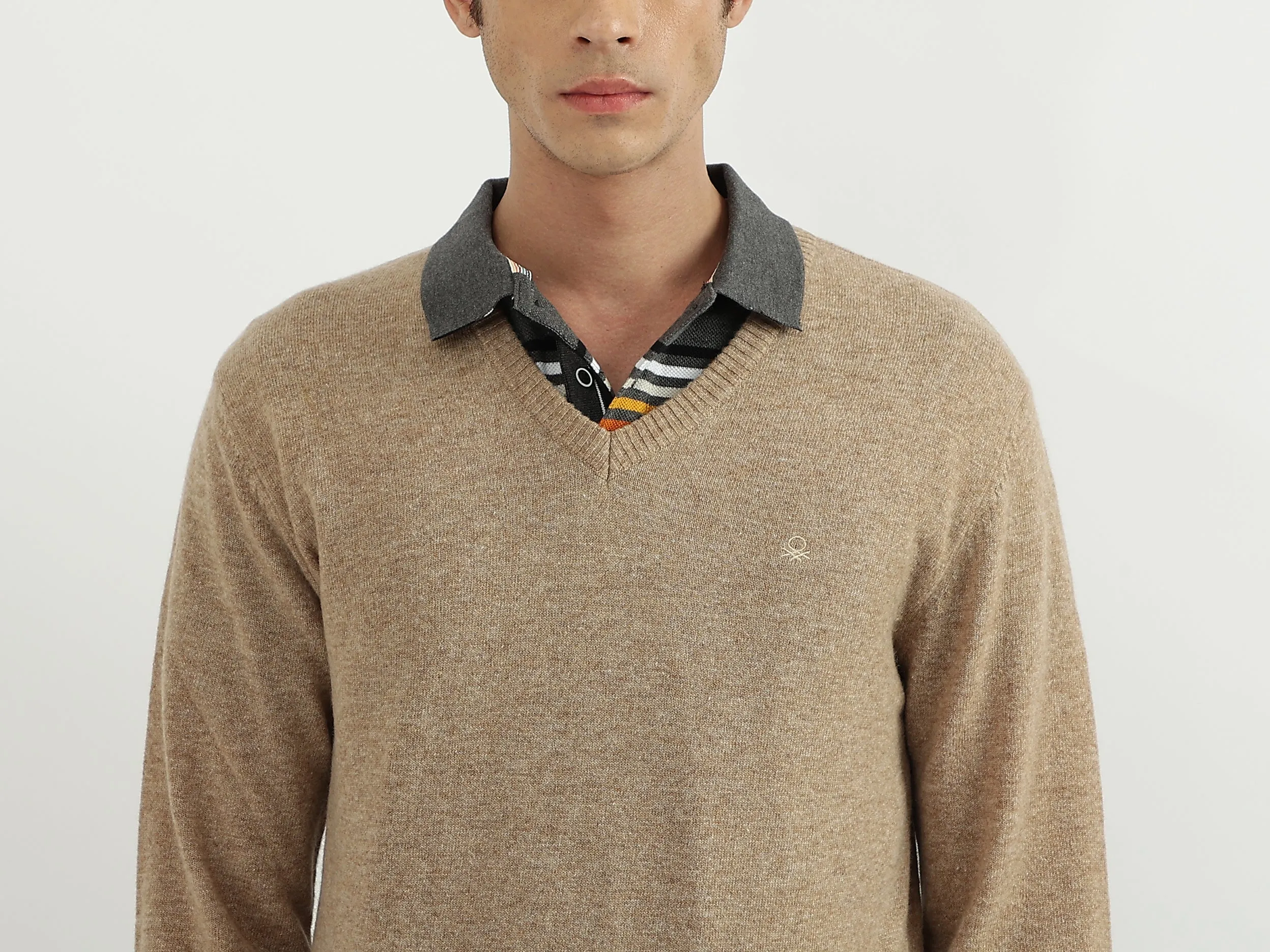 Men Solid V-Neck Sweater