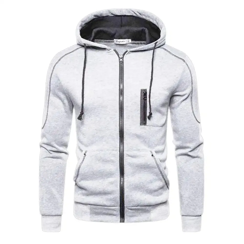 Men's Color Block Hoodie - Black/White/Army Green/Red - Casual Winter Fleece Sweatshirt