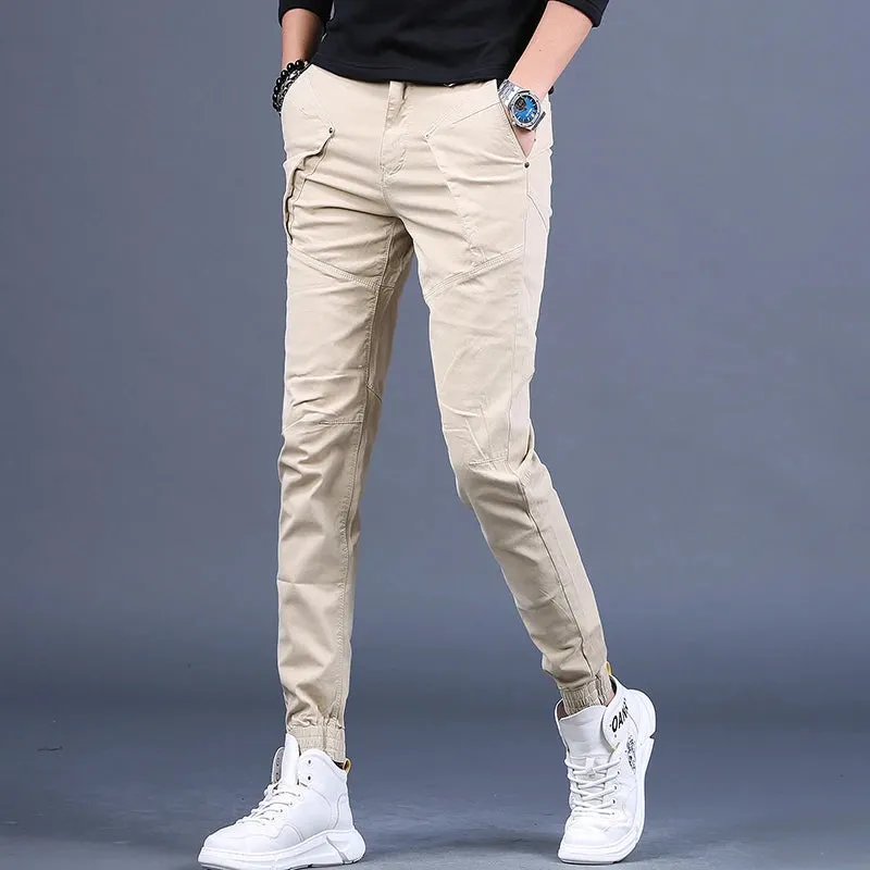 Men's Cotton Khaki Pencil Pants - Fashion Casual Slim Fit Trousers