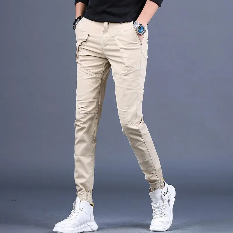 Men's Cotton Khaki Pencil Pants - Fashion Casual Slim Fit Trousers