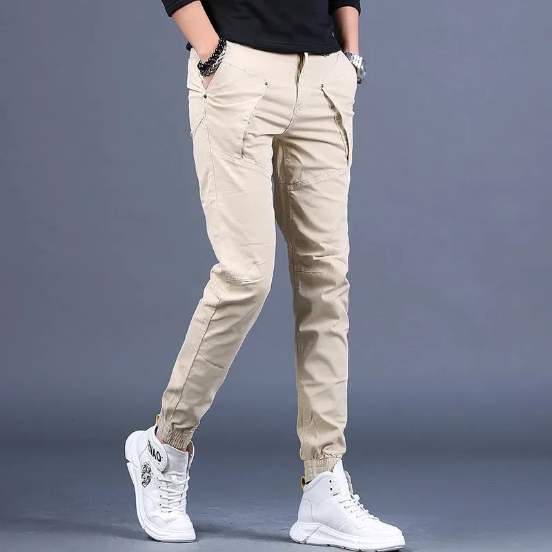 Men's Cotton Khaki Pencil Pants - Fashion Casual Slim Fit Trousers