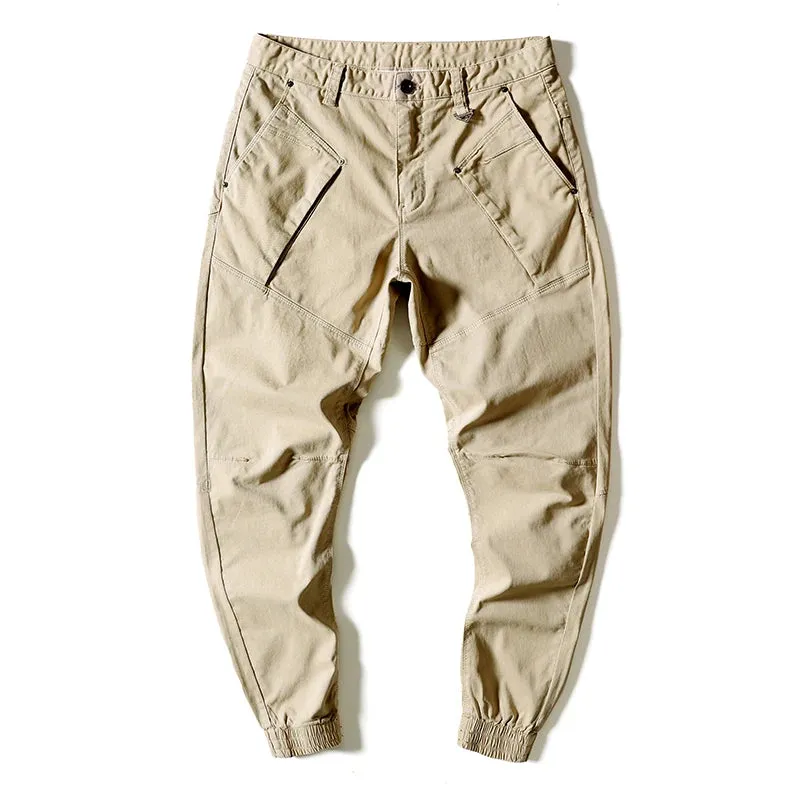 Men's Cotton Khaki Pencil Pants - Fashion Casual Slim Fit Trousers