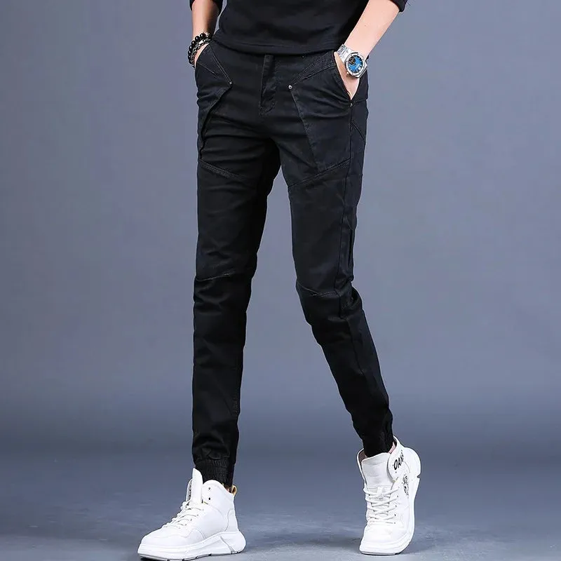 Men's Cotton Khaki Pencil Pants - Fashion Casual Slim Fit Trousers