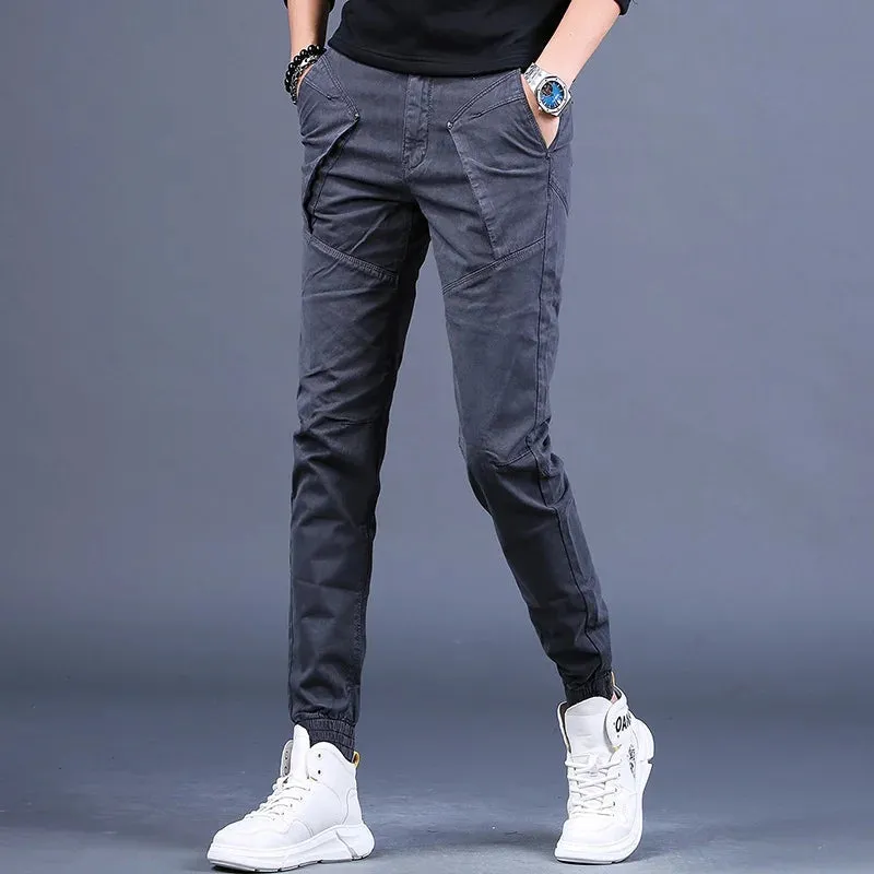 Men's Cotton Khaki Pencil Pants - Fashion Casual Slim Fit Trousers