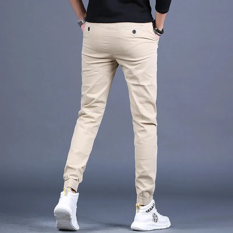 Men's Cotton Khaki Pencil Pants - Fashion Casual Slim Fit Trousers