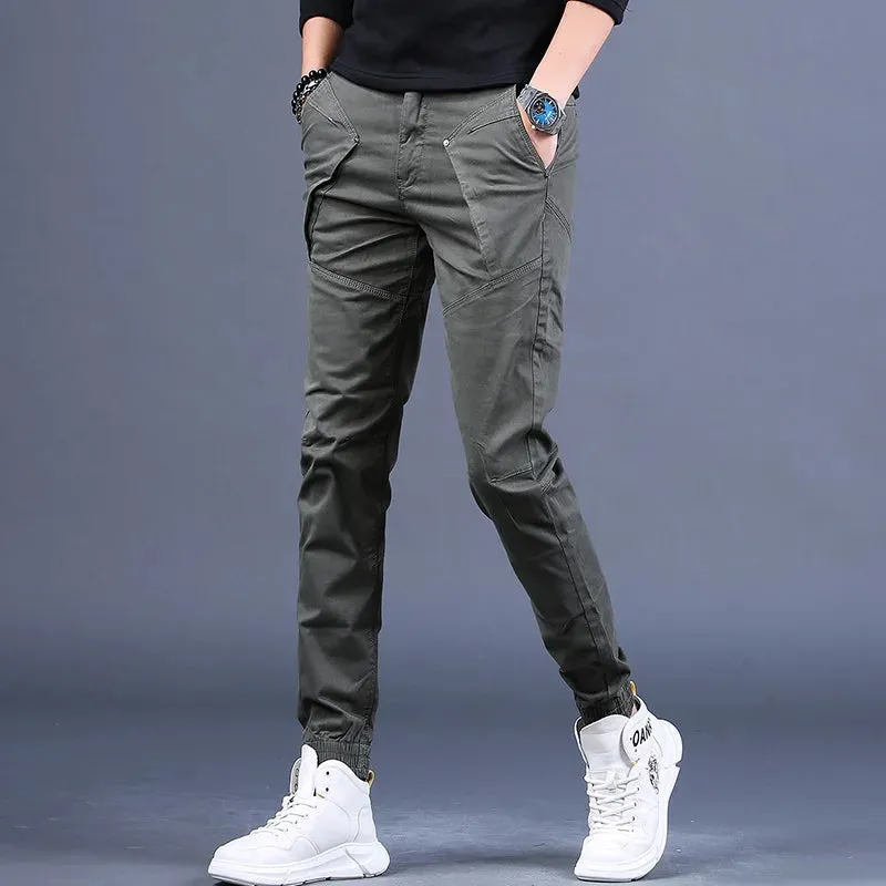 Men's Cotton Khaki Pencil Pants - Fashion Casual Slim Fit Trousers