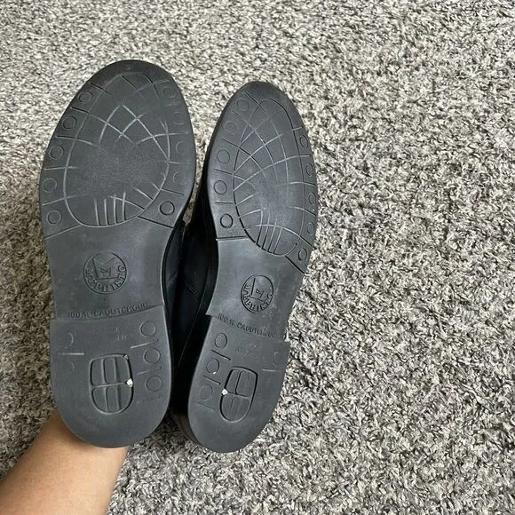 Mephisto Air Jet Leather Penny Loafers Men US 9 Black Slip-On 100% Caoutchouc