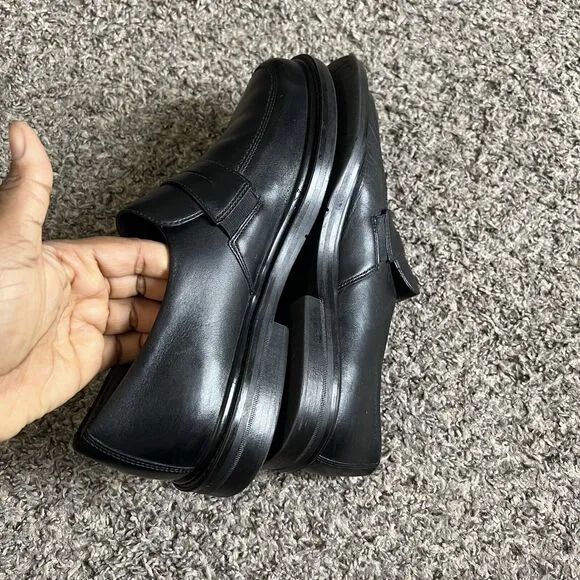 Mephisto Air Jet Leather Penny Loafers Men US 9 Black Slip-On 100% Caoutchouc