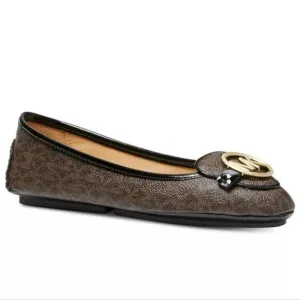 Michael Kors Lillie Moccasin Flats Brown Logo 5.5