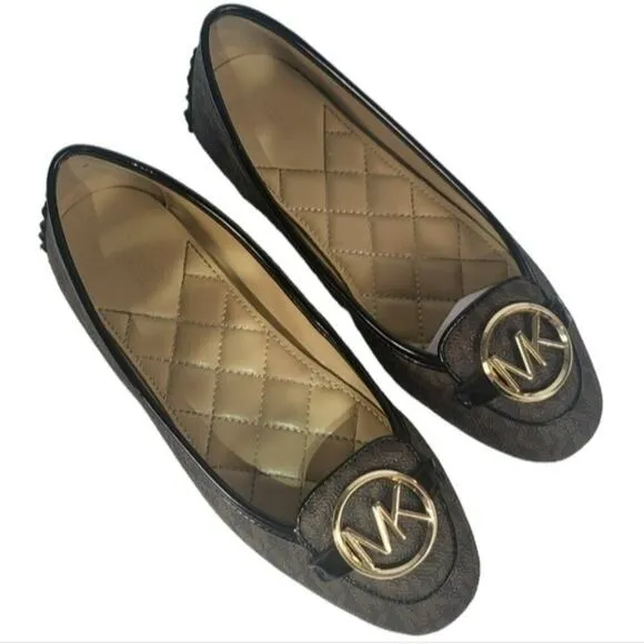 Michael Kors Lillie Moccasin Flats Brown Logo 5.5