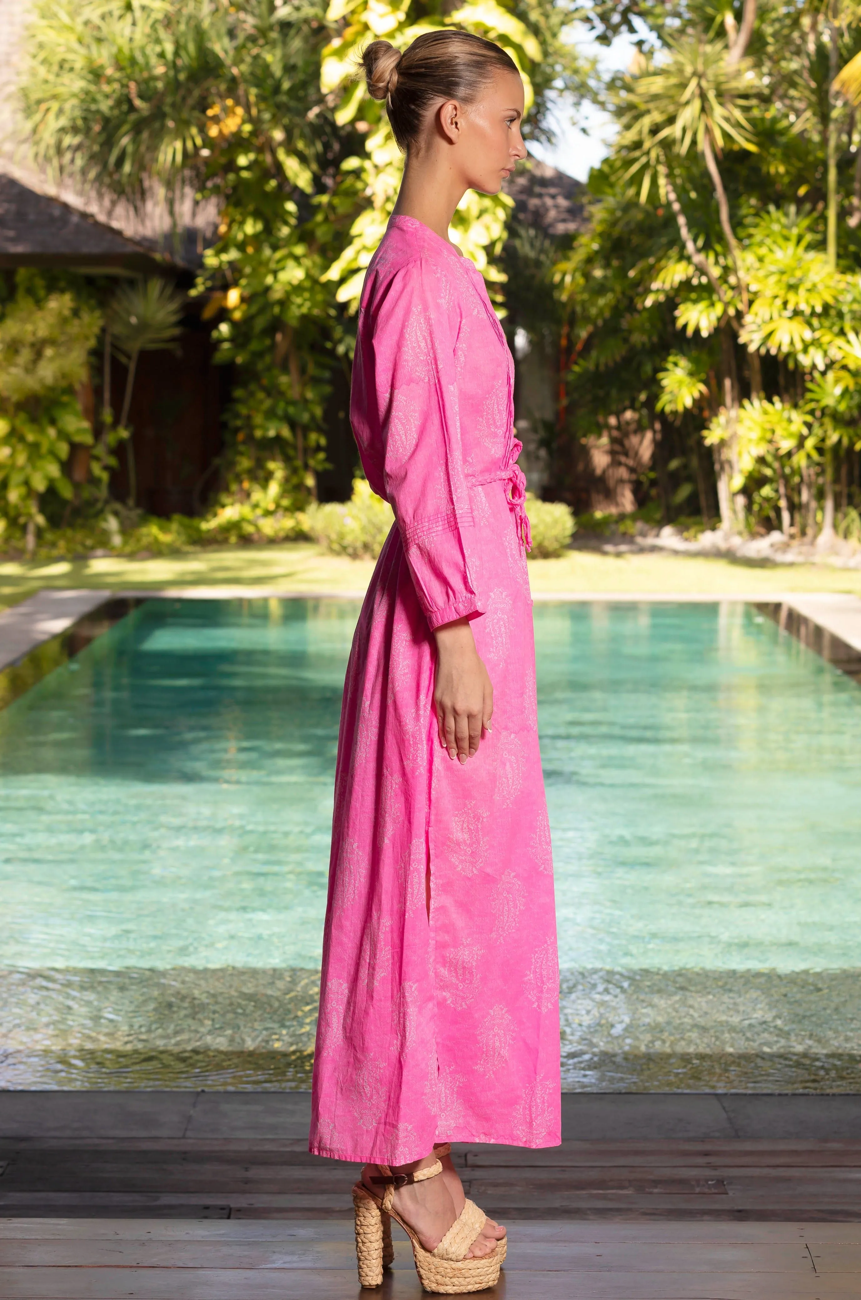 NATALIE KAFTAN SHRINE PINK LONG DRESS