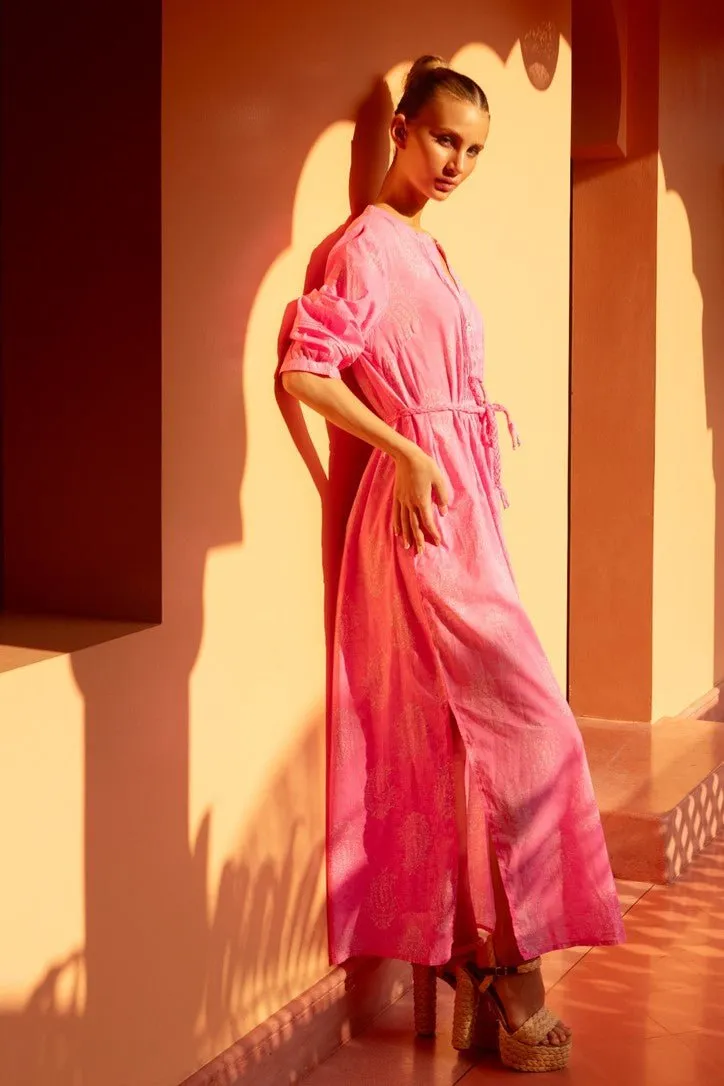 NATALIE KAFTAN SHRINE PINK LONG DRESS