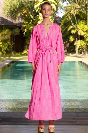 NATALIE KAFTAN SHRINE PINK LONG DRESS
