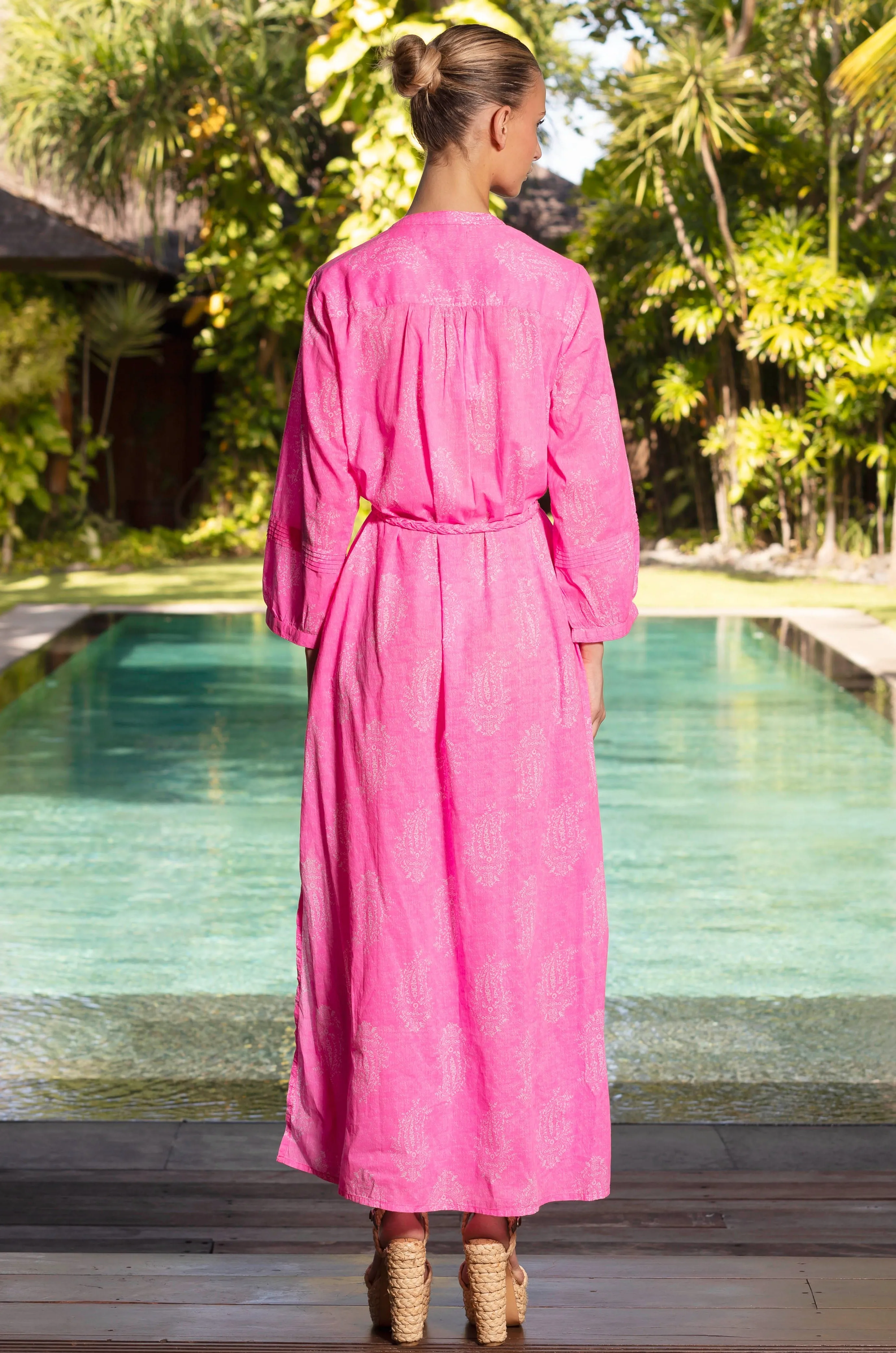 NATALIE KAFTAN SHRINE PINK LONG DRESS
